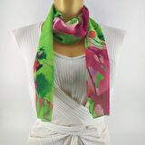 PAREDORA Floral Yeşil Pembe Uzun Fular