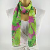 PAREDORA Floral Zümrüt Pembe Uzun Fular