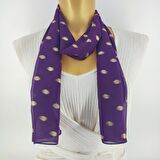 PAREDORA Sim İşlemeli Mor Uzun Fular