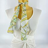 PAREDORA  Üçgen Baskılı Sarı Krem Kısa Fular