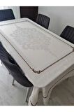 160x220 Damask Masa Örtüsü - Kapiçino