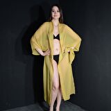 PAREDORA Keten Sarı Kimono Pareo