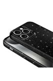 Apple iPhone 15 Pro Max Uyumlu Simli Görünüm Kamera Korumalı Kadın Telefon Kılıfı Kapak
