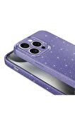 Apple iPhone 15 Pro Uyumlu Simli Görünüm Kamera Korumalı Kadın Telefon Kılıfı Kapak