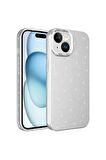 Apple iPhone 15 Uyumlu Simli Görünüm Kamera Korumalı Kadın Telefon Kılıfı Kapak