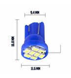 10 Adet Buz Mavi T10 Park Ledi Mini 8 Ledli Model