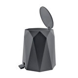 Omnipazar ELF-476 Geo Plastik Pedallı Çöp Kovası 4 Litre Antrasit (116)