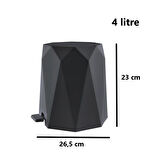 Omnipazar ELF-476 Geo Plastik Pedallı Çöp Kovası 4 Litre Antrasit (116)