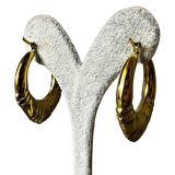 Uretti - İREM 3914 0749 Midye Desenli Şeritli Çelik Halka Küpe