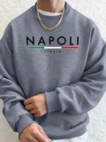 Napoli İtalya Mektup Desenli Moda Kapüşonlu Üst Erkekler Sonbahar Polar Kapşonlu Kazak Rahat