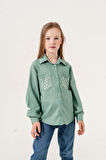 Kız Çocuk Cepleri Taşlı Gömlek 3139