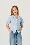 Kız Çocuk Beden Pileli Gömlek 3151