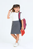 Kız Çocuk Beli İpli Okul Kaşkorse Şort Etek G2025-1