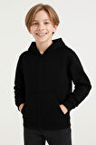 Erkek Çocuk Basic Fermuarlı Kapüşonlu Okul Sweatshırt G2025-3-1