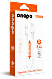 onopo Android Xiaomi Ve Samsung Uyumlu Type-C To USB Mini Kablo 3.4A Hızlı Şarj ve Data Kablosu 30cm- Q2