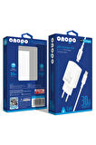 onopo 30W Turbo PD Type-C Hızlı Şarj Cihazı Adaptör + Şarj Kablosu - M2
