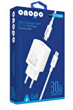 onopo 30W Turbo PD Type-C Hızlı Şarj Cihazı Adaptör + Şarj Kablosu - M2