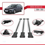 Skoda Octavia 2 (1Z) 2004-2013 Arası ile Uyumlu FLY Model Ara Atkı Tavan Barı Gri 3 Adet