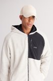 Erkek Bej Oversize Bol Kesim Kapüşonlu Sherpa Polar Sweatshirt Ceket