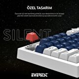 Everest KB-98 SILENT Mavi/Beyaz/Kırmızı SESSİZ Rainbow Q Membrane Oyuncu Klavyesi