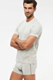 Erkek Gri Penye Modal Kısa Kol 0-yaka Atlet 6 lı S-2xl