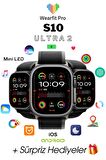WEARFİT S10 ULTRA 2 7 KORDONLU  Akıllı Kol Saati Smart Watch MİNİLED Ekran (SİYAH) 49mm