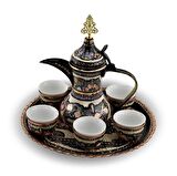 Morya Bakır Mırra Kahve Takımı ve Cezve Gül Çiçek 