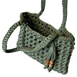 Uretti - Emine 9106 El Örgüsü Ahşap Boncuk Detaylı Penye Kumaş Omuz Çantası - 27 x 21