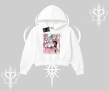Kapşonlu Crop Sweatshirt Anime Kawaii Japon Kız Desenli