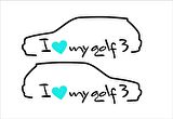 I LOVE MY GOLF 3 Volkswagen golf mk3 sticker Sağ sol 2 adet