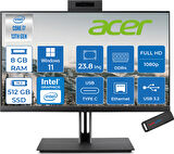 Acer Veriton 4000 VZ4714GT Intel Core I7 13700 8gb Ram 512GB SSD Windows 11 Pro UHD Graphics 23.8" Yükseklik Ayarı, Pivot, Vesa Desteği Fullhd All In One Bilgisayar DQR03EM00GH02 + Zetta Flash Bellek