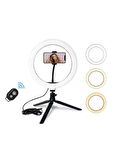 Bluetooth Kumandalı 10 İnç LED Ring Light | Tripodlu Makyaj ve Video Işığı | Telefon Tutucu + Uzaktan Kumanda | Tiktok YouTube Işığı