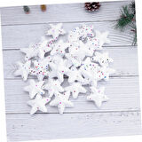 Yıllbaşı Çam Ağacı Süsü Karlı Yıldız Strafor Noel Ağacı Süsü 6 Lı 5 cm