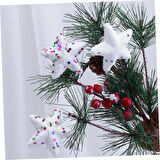 Yıllbaşı Çam Ağacı Süsü Karlı Yıldız Strafor Noel Ağacı Süsü 6 Lı 5 cm