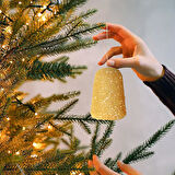 Yıllbaşı Çam Ağacı Süsü Simli Çan Noel Ağacı Süsü 6 Lı 5 cm