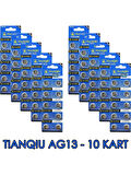 Tianqiu AG13 LR44H 357A A76 SR44SW 1.5 V 100'lü 10 Kart Alkalin Pil