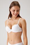 Kadın Beyaz 6045 Milan Push Up Dolgulu Micro Sütyen (TAK - ÇIKAR ASKILI)
