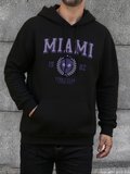 Miami Florida 1982 Baskı Erkekler Kapüşonlular Sokak Rahat Kapüşonlu Üst Moda Büyük Beden Giy