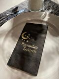 Gold Yaldızlı Siyah Ramadan Karem Peçete 16 Adet