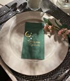 Gold Yaldızlı Yeşil Ramadan Karem Peçete 16 Adet