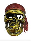 Plastik Korsan Maskesi Halloween Kurukafa Gold