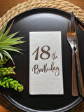 Gümüş Yaldızlı Beyaz On Sekiz Yaş Bırthday Garson Katlama Peçete 16 lı