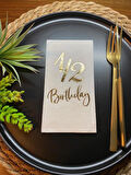 Gold Yaldızlı Beyaz Yarım Yaş Bırthday Garson Katlama Peçete 16 lı
