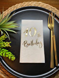 Gold Yaldızlı Beyaz On Yaş Bırthday Garson Katlama Peçete 16 lı
