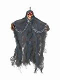 Halloween İskelet Korkuluk Işıklı Sesli 30 Cm Mavi