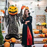 Halloween Ayaklı Balkabağı Korkuluk Folyo Balon 115x90 cm