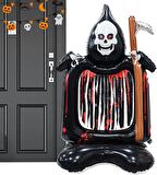 Halloween Ayaklı Orakaklı İskelet Folyo Balon 125x69 cm