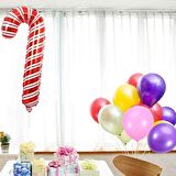 Baston Şeker Kırmızı Folyo Balon 80x36 cm