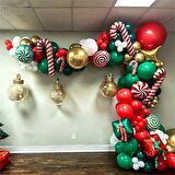 Baston Şeker Kırmızı Folyo Balon 80x36 cm