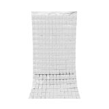 Metalize Gümüş PötiKare Desenli Arka Fon Süs 100x200 cm